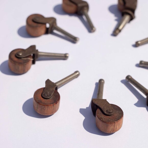 NINE Small Vintage Wooden Furniture Wheels | Restoration Assembly Hardware - Picture 2 of 5